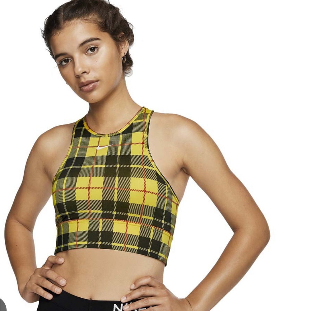 Nike everything plaid sports top training NWT